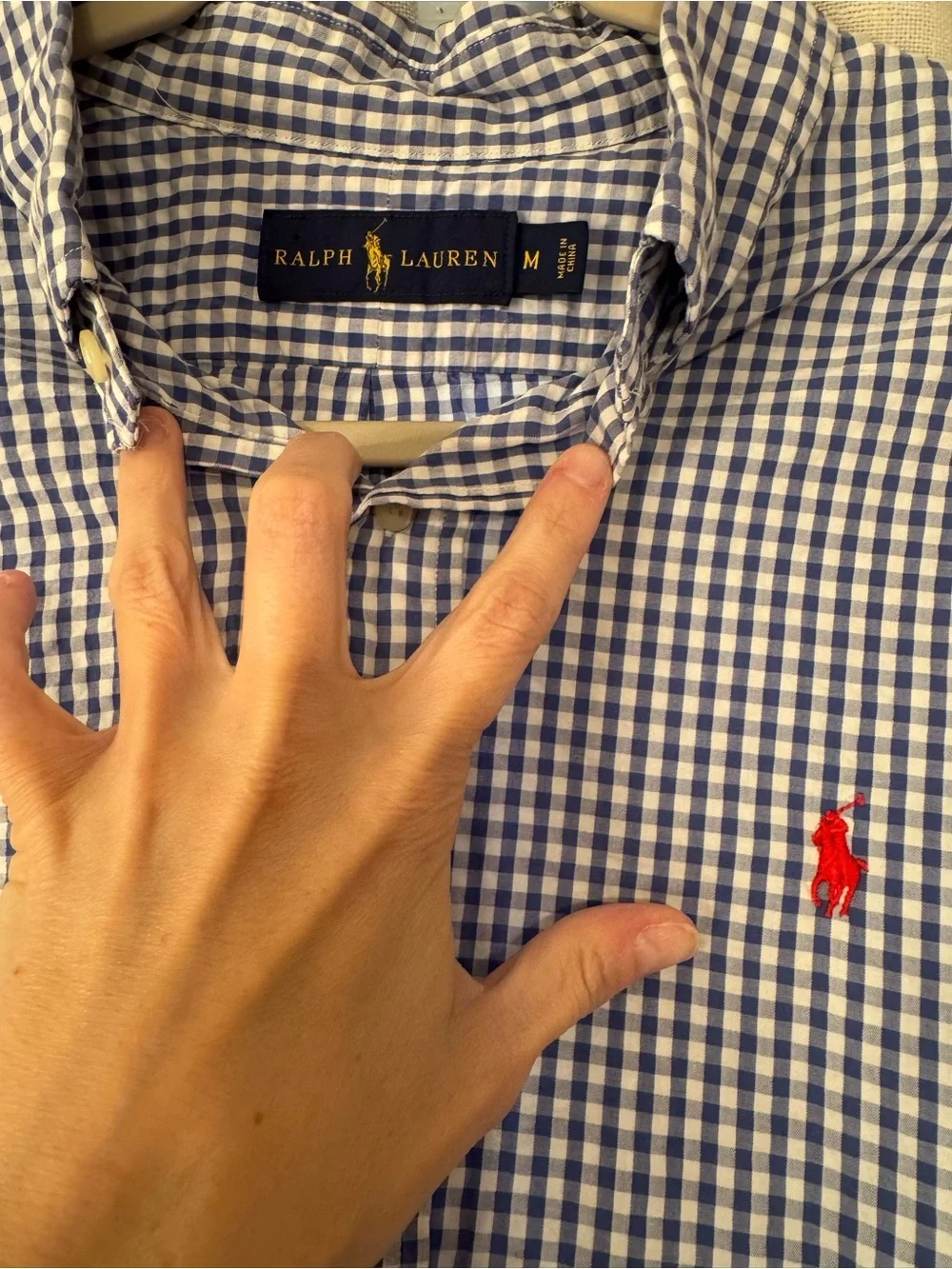 Polo by Ralph Lauren Navy and White Gingham Short-Sleeve Button-Down Shirt